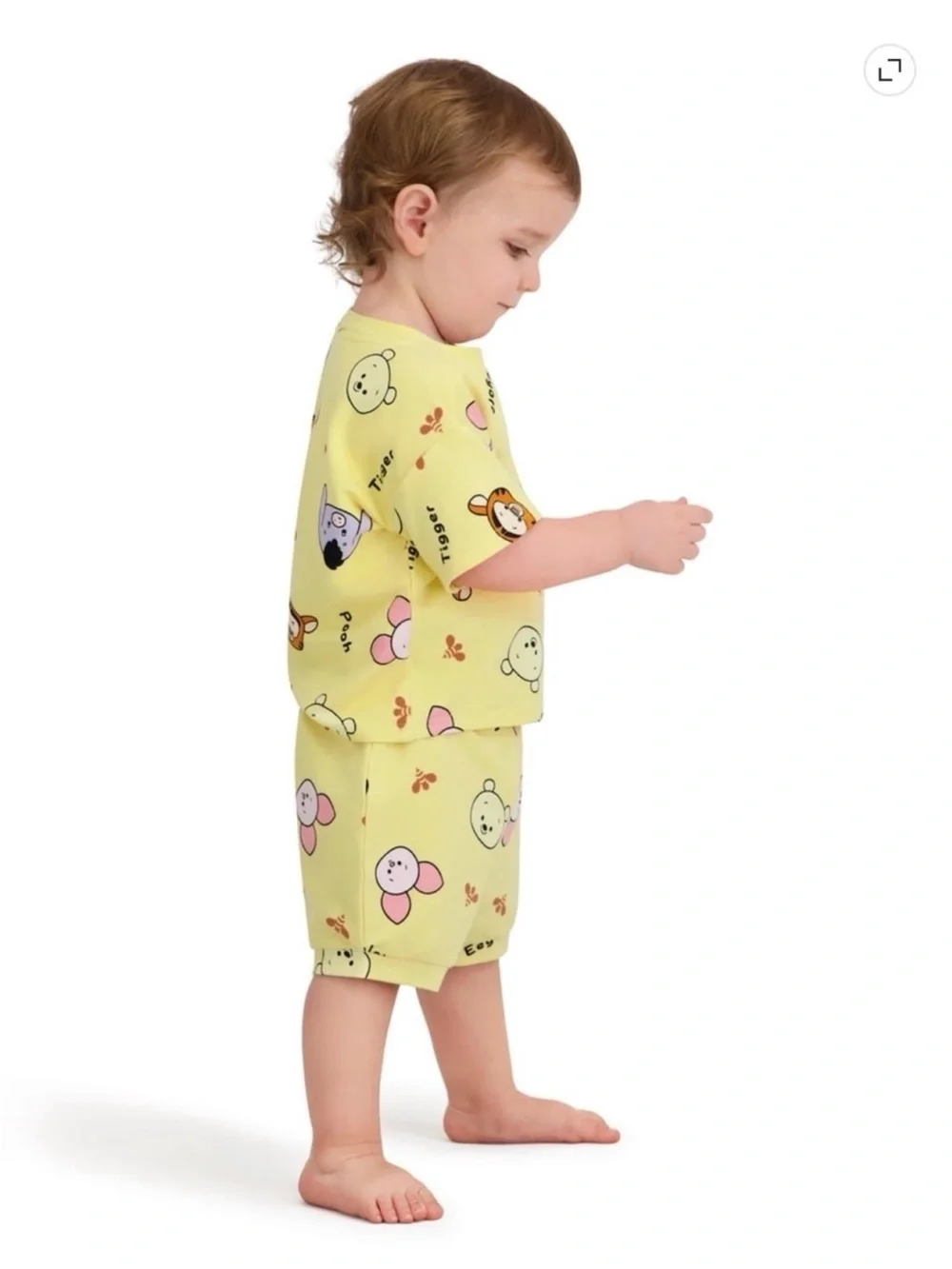 Disney Yellow Winnie the Pooh Baby Boy 2 Piece French Terry Short Set
